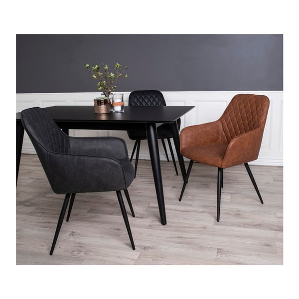 Barna kárpitozott karfás étkezőfotel szett 2 db-os Harbo – House Nordic-image-2