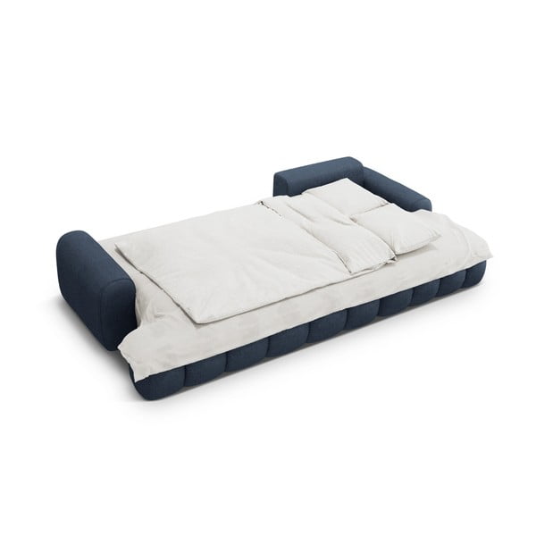 Sötétkék kinyitható-tárolóhelyes sarokkanapé (jobb oldali-heverő résszel) Linz – Cosmopolitan Design-image-4