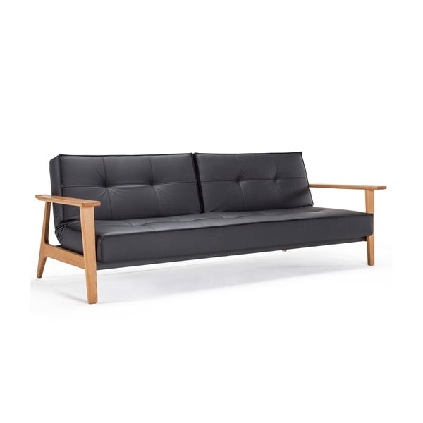 Frej fekete kinyitható kanapé, karfával - Innovation
