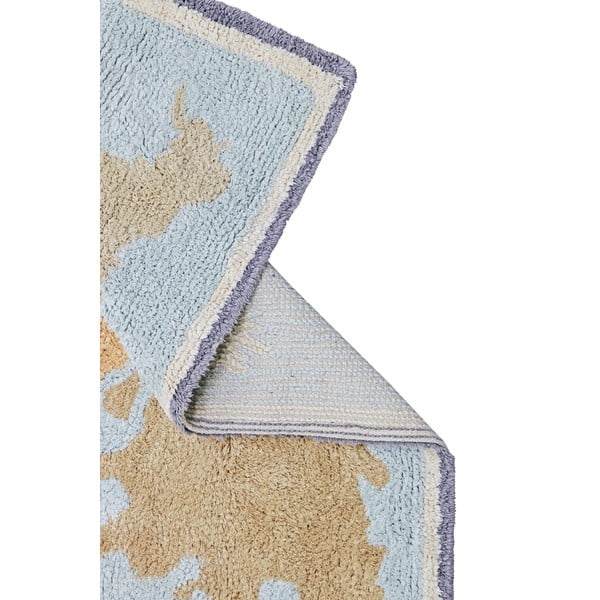 Kék-bézs mosható kézi szövésű pamut gyerek játszószőnyeg 70x100 cm Mini Worldmap – Lorena Canals-image-3