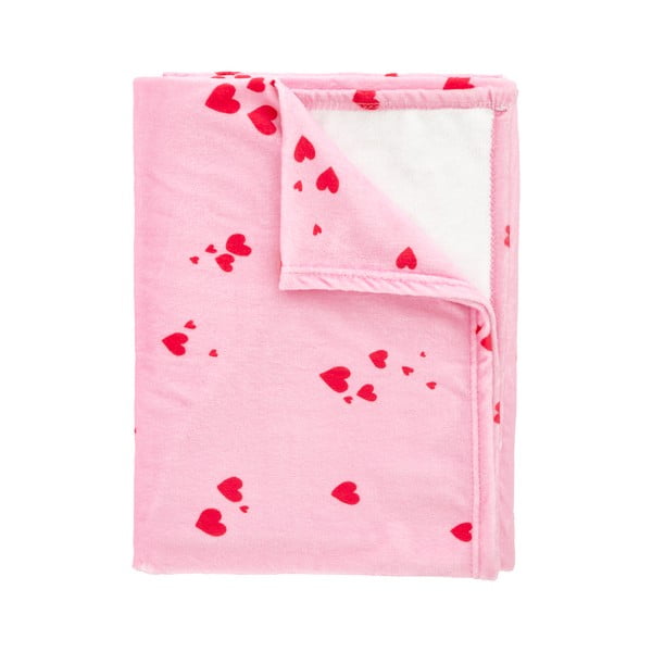 Rózsaszín fleece takaró 200x240 cm Heart – Catherine Lansfield