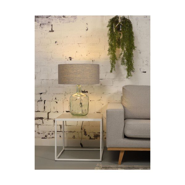 Murano asztali lámpa világosszürke lámpaernyővel, újrahasznosított üveg lámpatesttel, ⌀ 47 cm - Good&Mojo-image-4