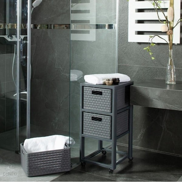 Antracitszürke műanyag fürdőszobai polcos állvány 32,5x71 cm Country – Rotho-image-1