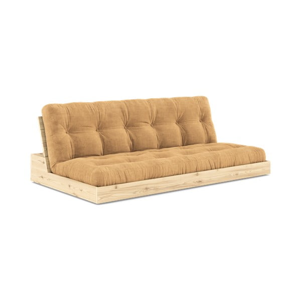 Mustársárga-világosbarna kordbársony kinyitható kanapé 196 cm Base – Karup Design