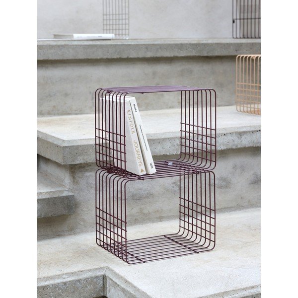 Borvörös többszintes fém fali polc 38 cm Wire – Mette Ditmer Denmark-image-3