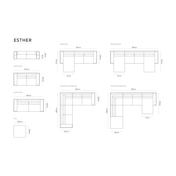 Borvörös kanapé 248 cm Esther – Milo Casa-image-4
