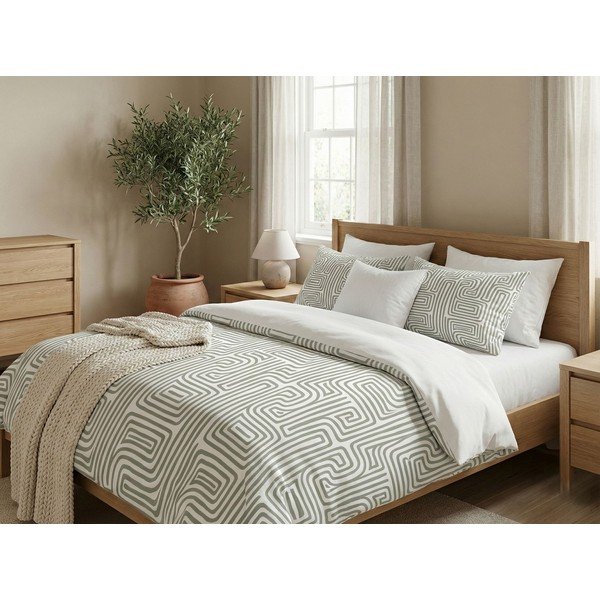 Zsályaszínű kétszemélyes ágyneműhuzat 200x200 cm Maze – Mijolnir
