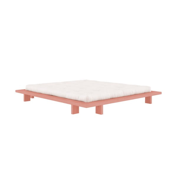 Világos rózsaszín borovi fenyő franciaágy ágyráccsal 180x200 cm Japan – Karup Design-image-3