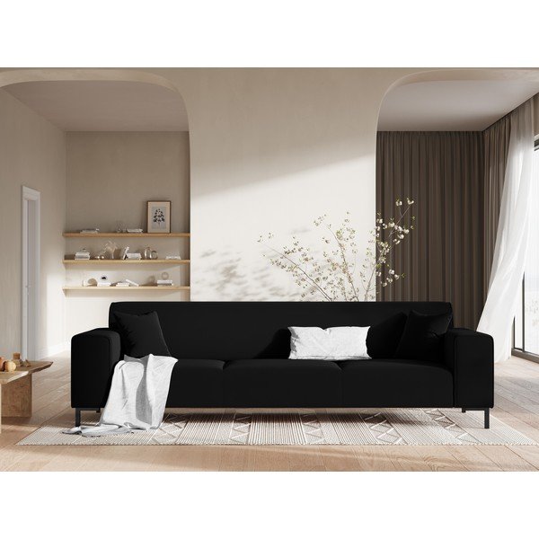 Siena fekete bársonykanapé - Cosmopolitan Design-image-1