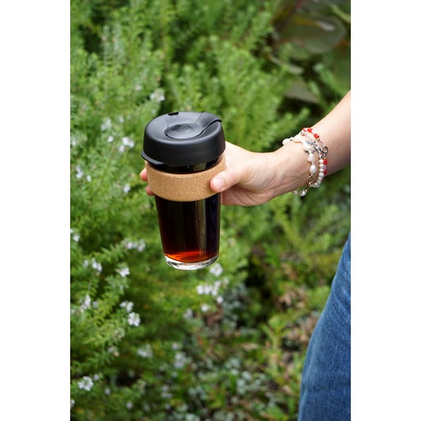 Fekete-barna utazóbögre 454 ml Brew Cork Black L – KeepCup-image-1