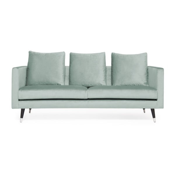 Harper Velvet világos türkiz 3 személyes kanapé, ezüstszínű lábakkal - Vivonita