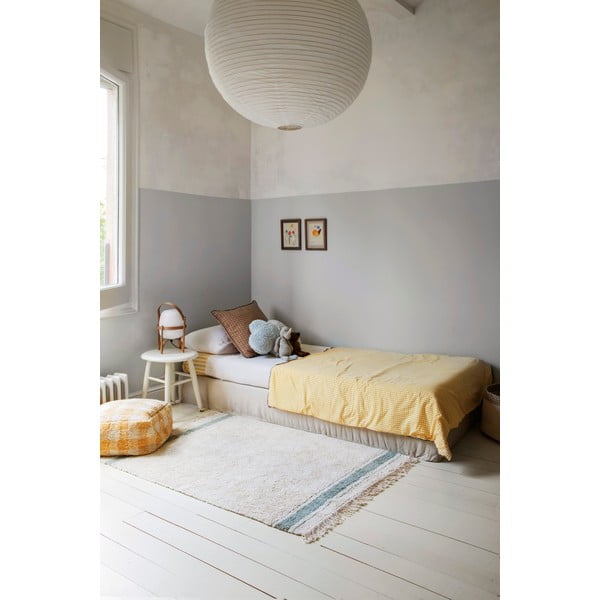 Kék-krémszínű mosható kézi szövésű pamut szőnyeg 90x130 cm Gastro Vintage Blue – Lorena Canals-image-1