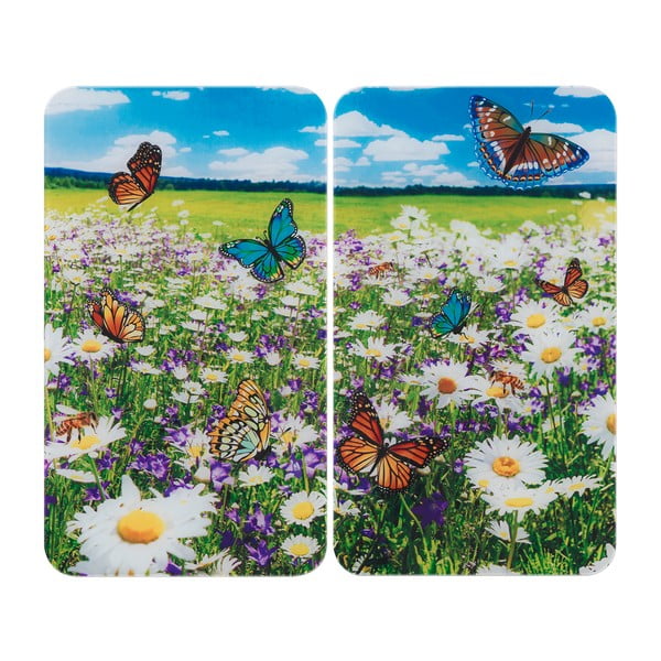 Edzett üveg tűzhely fedőlap szett 2 db-os 52x30 cm Summer Meadow – Maximex
