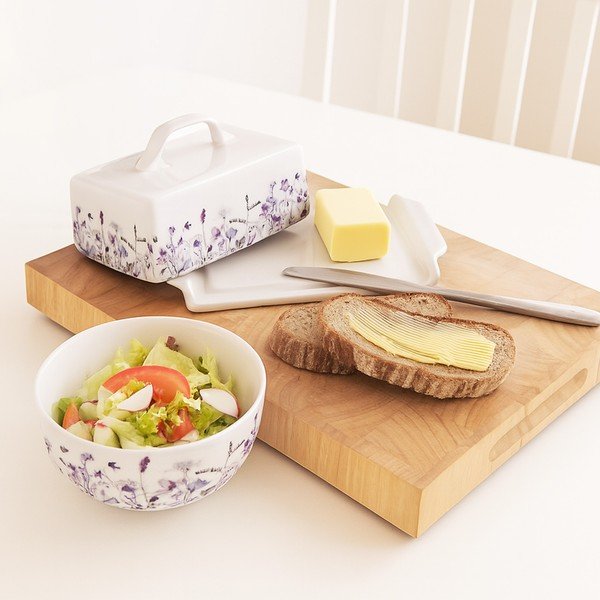 Fehér-lila porcelán leveses tálka 500 ml Louka – Orion-image-1