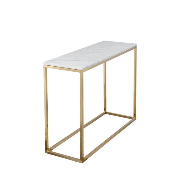Marble fehér márvány konzolasztal aranyszínű talppal, hossz 100 cm - RGE-image-2