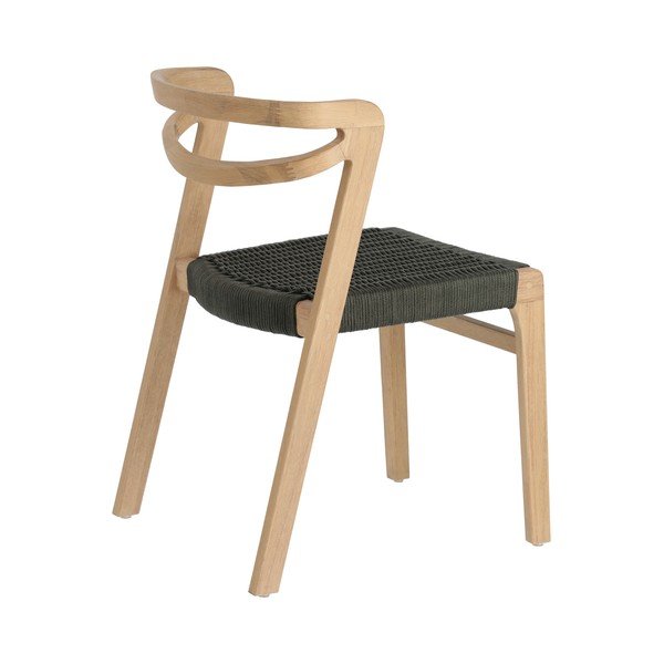 Ezilda eukaliptuszfa kerti szék sötétzöld húrozással - Kave Home-image-3