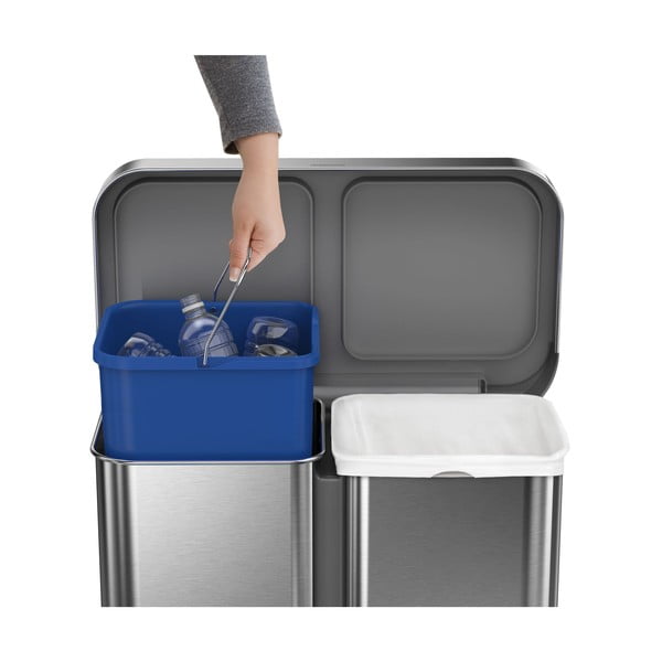Rozsdamentes acél pedálos szemetes szelektív hulladékhoz 58 l Dual - simplehuman-image-3