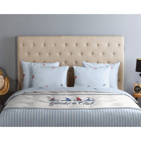 Fehér-kék egyszemélyes pamut ágyneműhuzat 140x200 cm Yachtclub – Good Morning-image-2