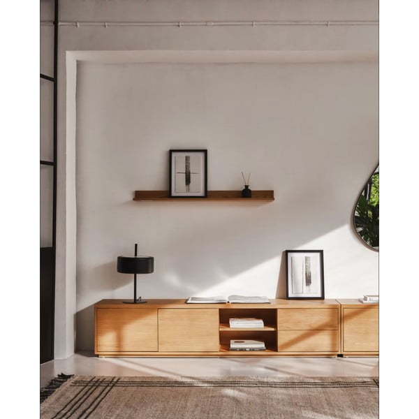 Természetes színű TV-állvány tölgyfa dekorral 200x44 cm Abilen - Kave Home-image-1