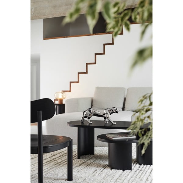 Fekete dohányzóasztal kőrisfa dekorral 120x50 cm Nori - Teulat-image-1