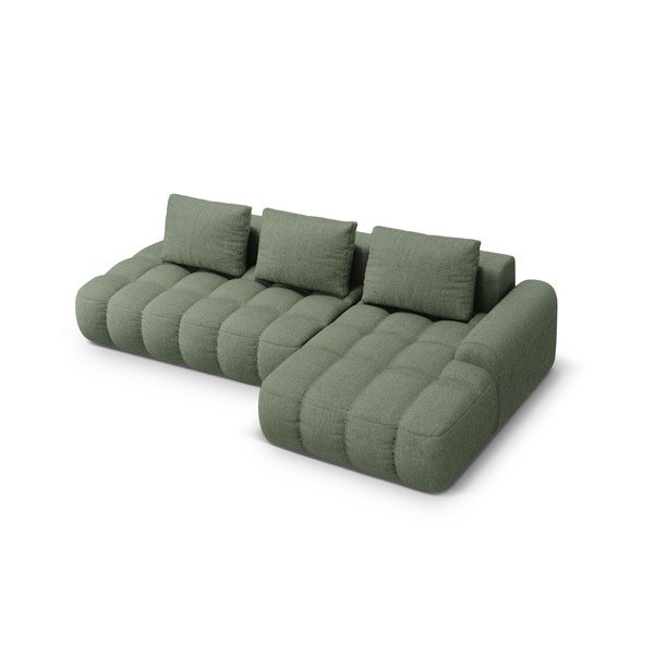 Zöld kinyitható-tárolóhelyes sarokkanapé (jobb oldali-heverő résszel) Linz – Cosmopolitan Design-image-3