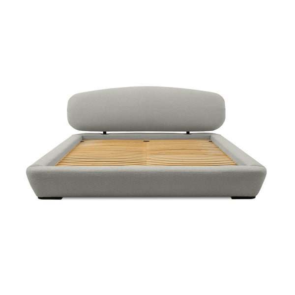 Világosszürke kárpitozott franciaágy ágyráccsal 140x200 cm Odette – Scandic-image-3