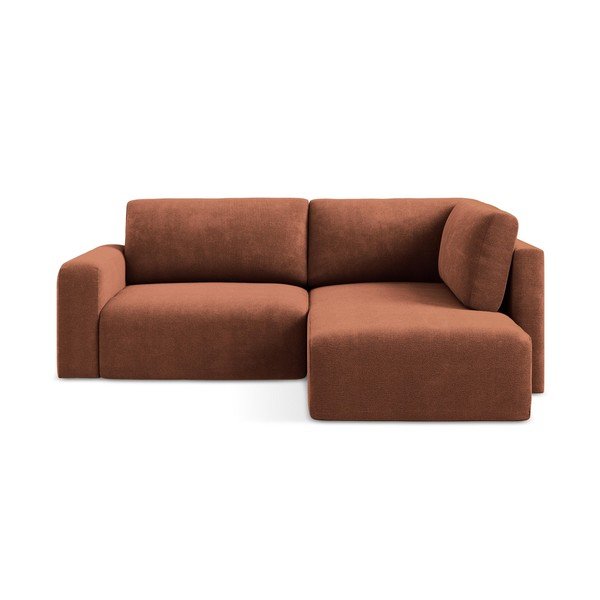 Terrakotta színű zsenília kinyitható-tárolóhelyes sarokkanapé (jobb oldali-L alakú) Kona – Makamii