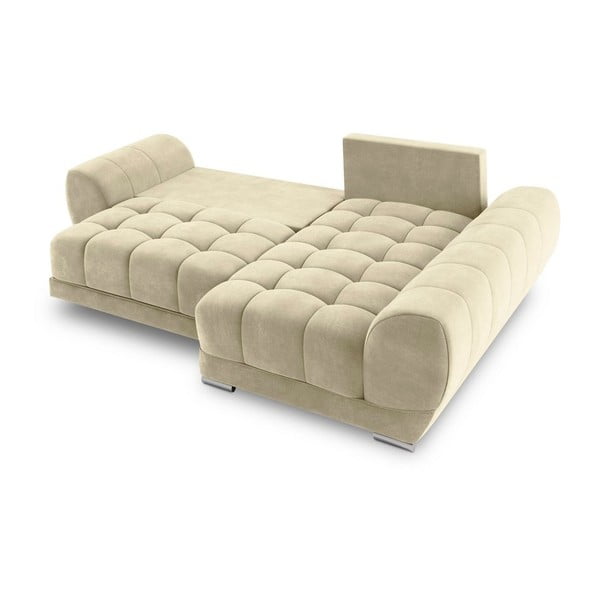 Nuage bézs kinyitható sarokkanapé bársony kárpittal, jobb oldali - Windsor & Co Sofas-image-4