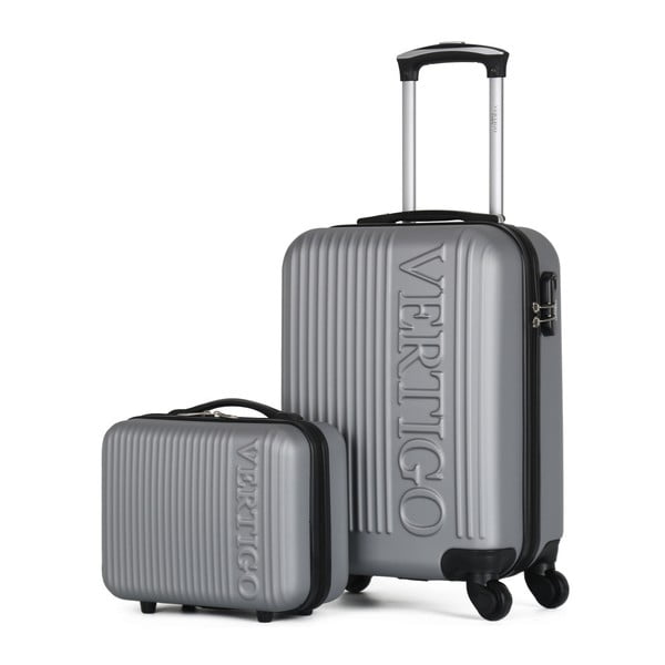 Valises Cabine & Vanity Case 2 darabos szürke gurulós bőrönd szett - VERTIGO