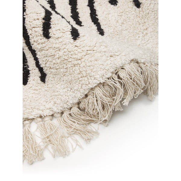 Fini bézs-fekete kézzel szőtt pamut szőnyeg, ø 150 cm - Westwing Collection-image-2