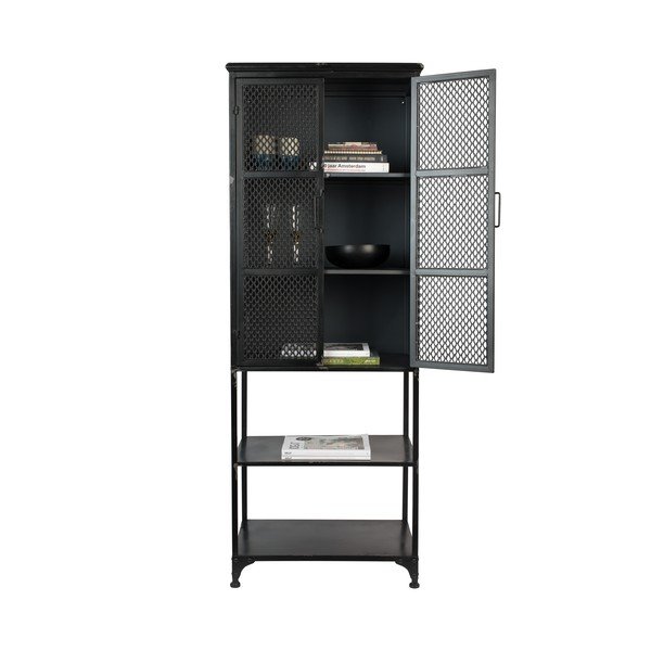 Fekete fém tálalószekrény 60x161 cm Denver – Dutchbone-image-3