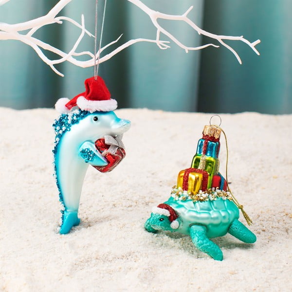 Üveg kézzel készített karácsonyfadísz 12,5 cm Dolphin – Sass & Belle-image-1
