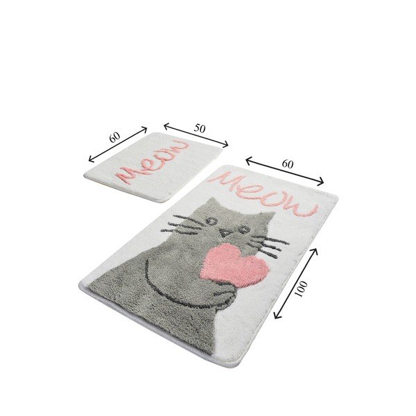 Fehér-szürke fürdőszobai kilépő szett 2 db-os 100x60 cm Kedicik – Foutastic-image-2