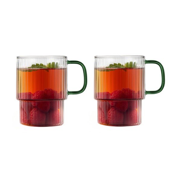 Zöld üveg bögre szett 2 db-os cappucinóhoz 350 ml Livio – Vialli Design