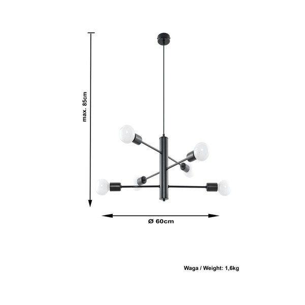Donato 6 fekete mennyezeti lámpa - Sollux-image-4