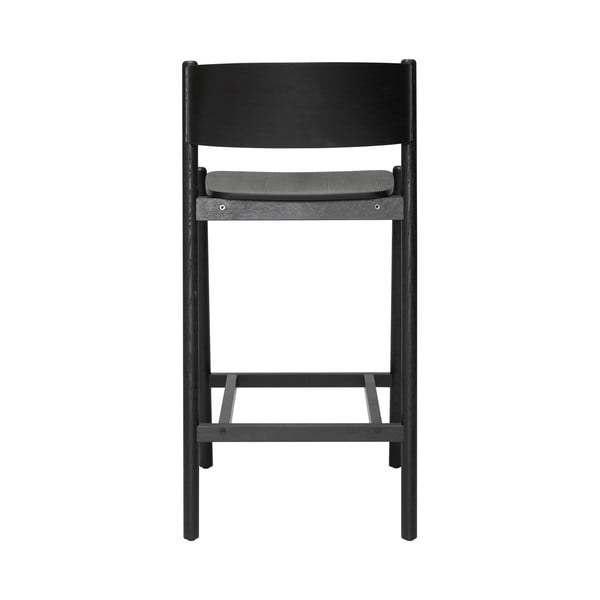 Fekete bárszék tölgyfa dekorral (ülésmagasság 75 cm) Oblique – Hübsch-image-3