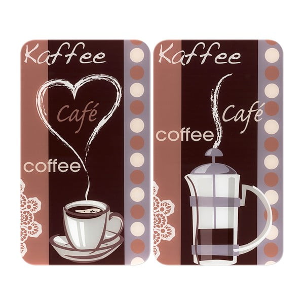 Edzett üveg tűzhely fedőlap szett 2 db-os 30x52 cm Coffee – Maximex