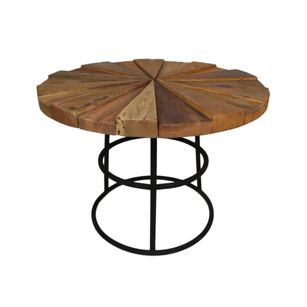 Sun Round kisasztal teakfa asztallappal és fekete lábakkal, Ø 60 cm - HSM collection