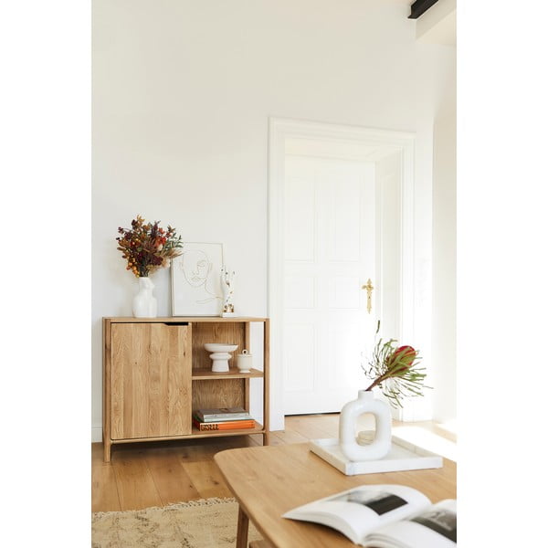 Natúr színű tölgyfa szekrény 95x80 cm Twig – The Beds-image-4