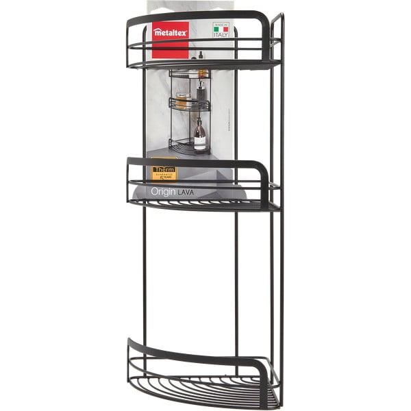 Origin fekete háromszintes fürdőszobai sarokpolc - Metaltex-image-2