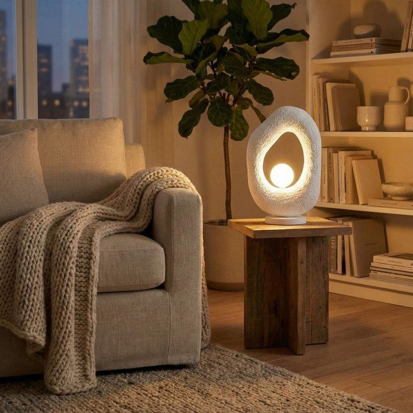 Fehér fém asztali lámpa (magasság 50 cm) Lore – Opviq lights-image-1