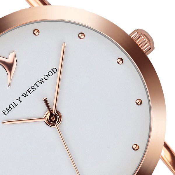 Vintage női karóra fehér valódi bőrszíjjal - Emily Westwood-image-2