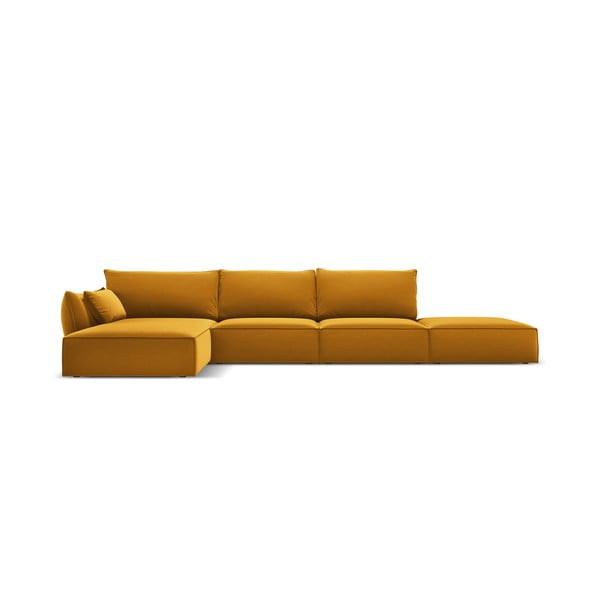 Mustársárga bársony sarokkanapé (bal oldali-heverő résszel) Vanda – Mazzini Sofas