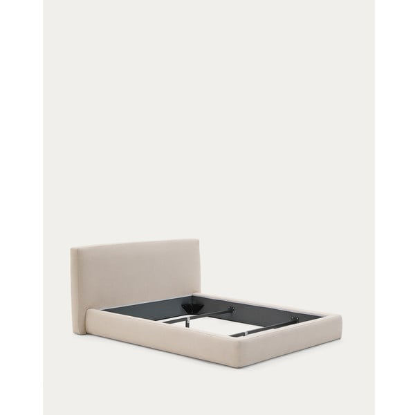 Bézs kárpitozott egyszemélyes ágy ágyrács nélkül 90x200 cm Blok – Kave Home-image-2