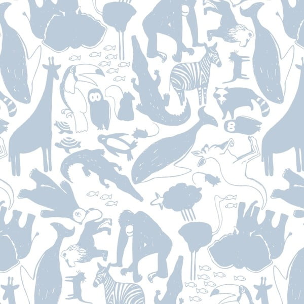 Animals kék gyerekszoba tapéta, 48 x 1000 cm - Art for Kids