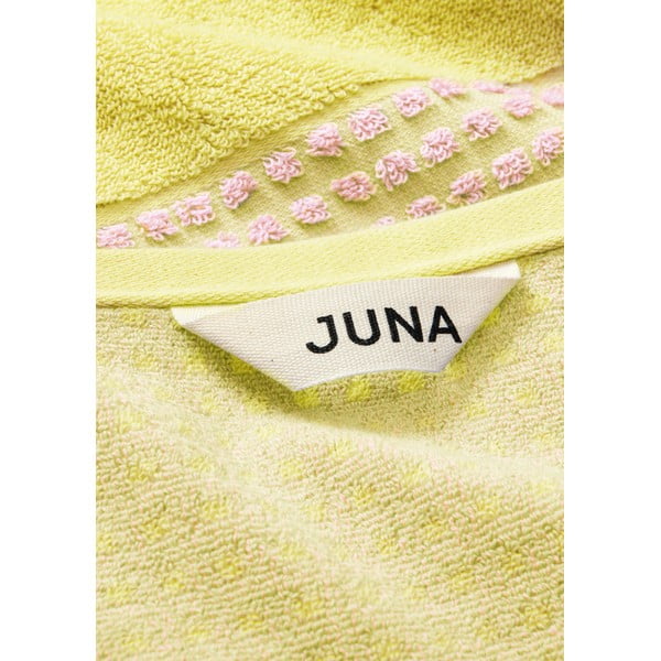 Sárga-rózsaszín frottír bio pamut törölköző 50x100 cm Check – JUNA-image-1