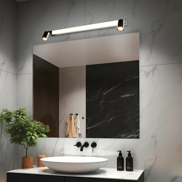 Fényes ezüstszínű LED fali lámpa Enrico – Trio-image-1