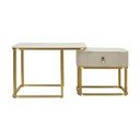 Krémszínű-aranyszínű dohányzóasztal szett márvány dekorral,  2 db-os  50x70 cm Beauty – Mauro Ferretti