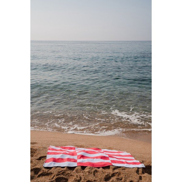 Piros-világoskék pamut strandtörölköző 100x160 cm Su – noo.ma-image-1