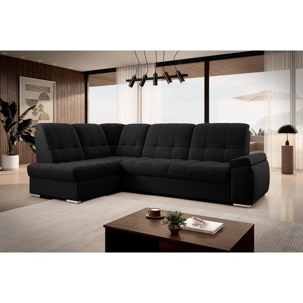 Fekete kinyitható-tárolóhelyes sarokkanapé (bal oldali-L alakú) Sado – ELTAP-image-4